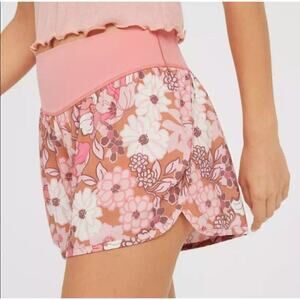 Aerie Pink Floral Women's Flowy Shorts Large Lightweight Activewear Stretch